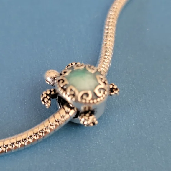 New! For Pandora Charm Bracelet Individual Charms - Turtle Blue And Silver Color - Picture 3 of 6